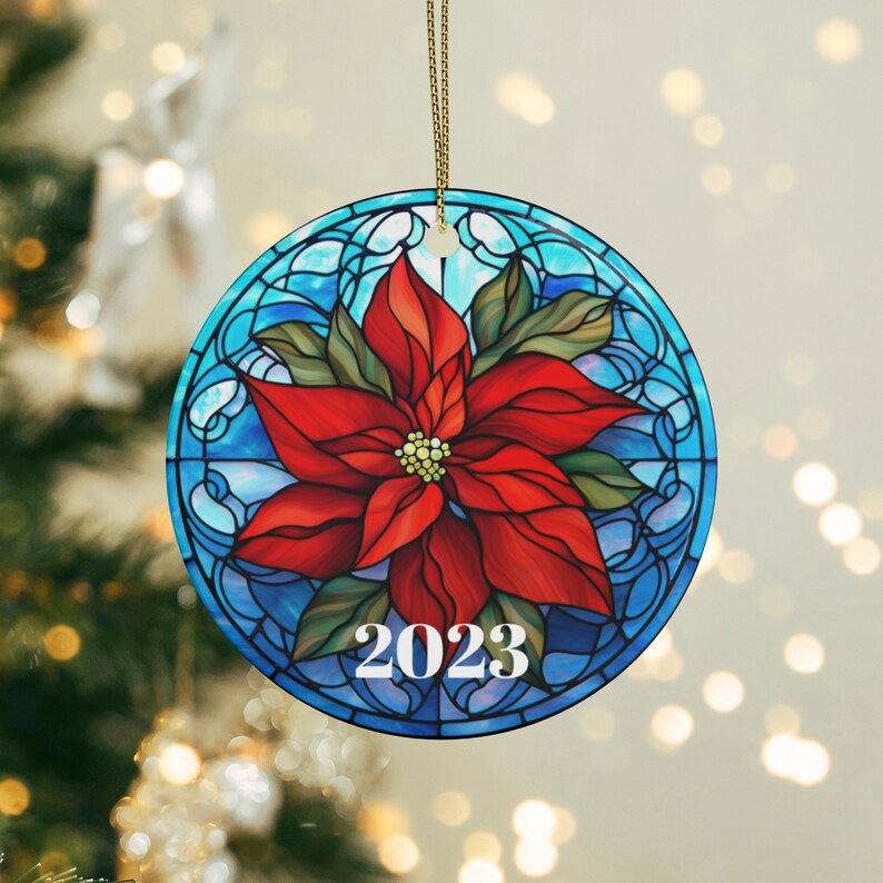 Stained Glass Christmas 2023 Ornamentchristmas Decoration2023 Christmas Keepsaketrendy Unique