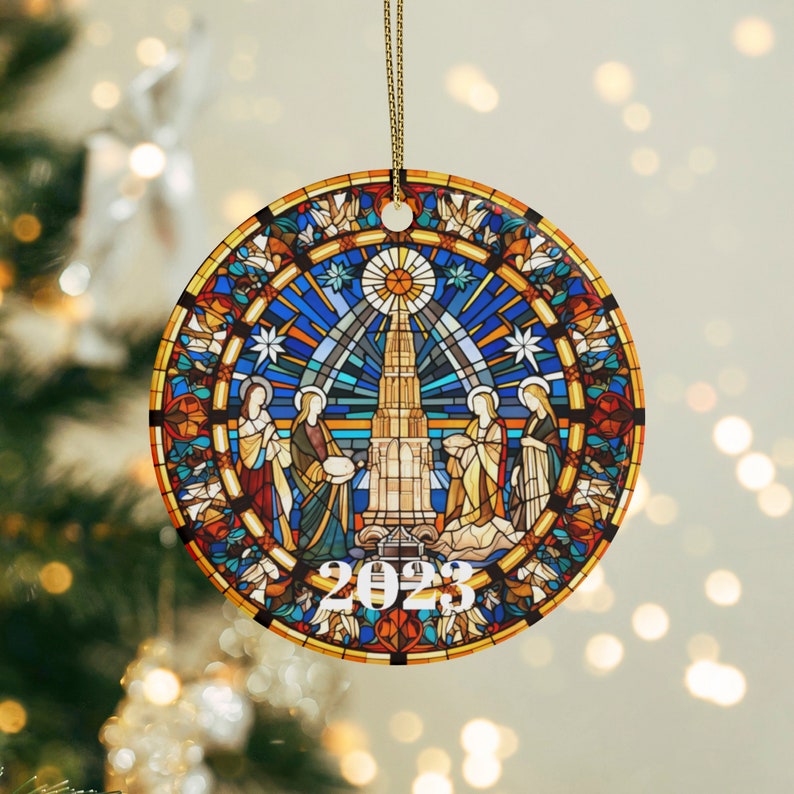 Stained Glass Christmas 2023 Ornamentchristmas Decoration2023 Christmas Keepsaketrendy Unique