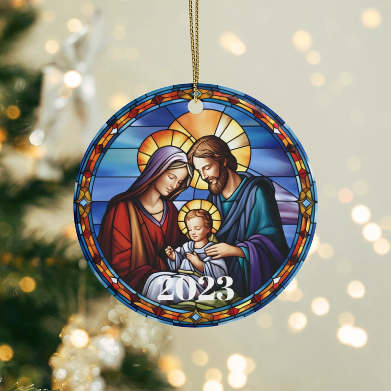 Stained Glass Christmas 2023 Ornamentchristmas Decoration2023 Christmas Keepsaketrendy Unique