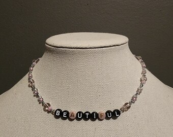 Pink~Beautiful~Positive Affirmation Necklace