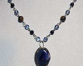 Blue/brown Stone Pendant Necklace