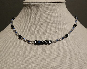 Blue Proud Positive Affirmation Necklace