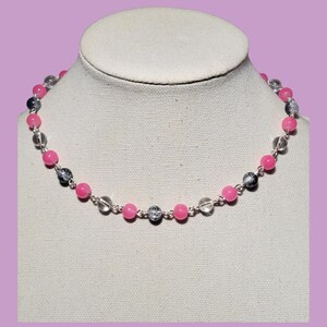 Pink glass bead choker