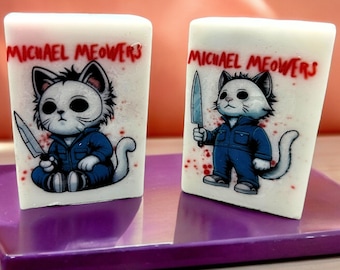 Halloween-set met sheaboterzeep: Michael Myers Kitty-thema, spookachtig decor