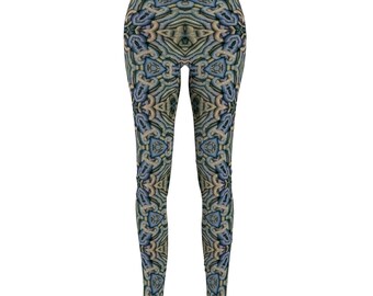 Cadenas Abstracto 3D Pieza de arte Leggings casuales cortados y cosidos para mujer