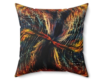 Cojín decorativo premium de poliéster hilado diseñado por artistas - Cojín cuadrado Autumn Nights