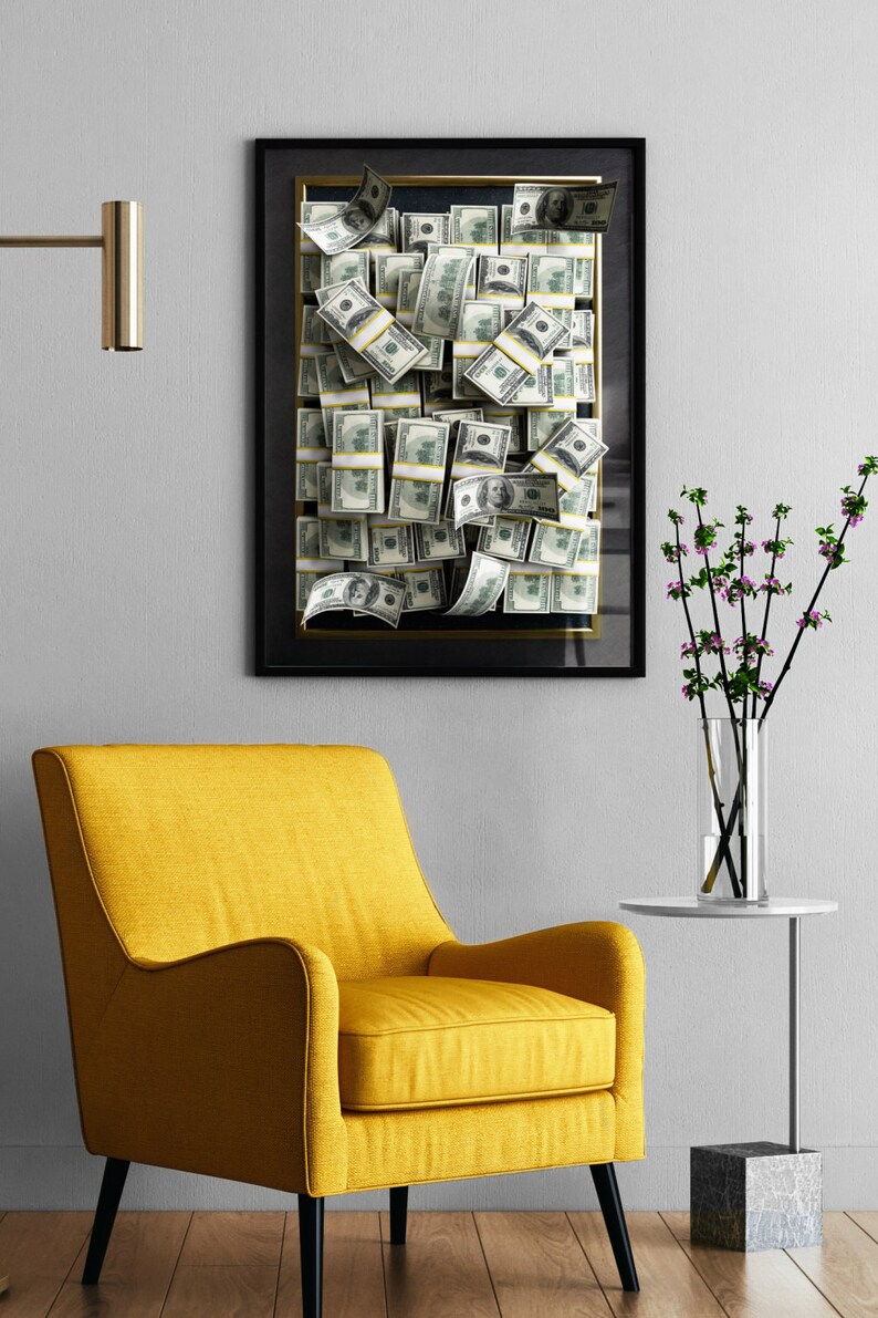 Cash Money Wall Art Decor Cash Man Cave Interior Wall Art Decor Stacks