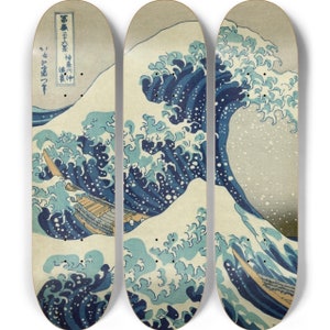 232 Skateboards Custom Great Wave off Kanagawa Triptych Three Skateboard Deck Set Art History Japanese Gift For Him Her Xmas Christmas