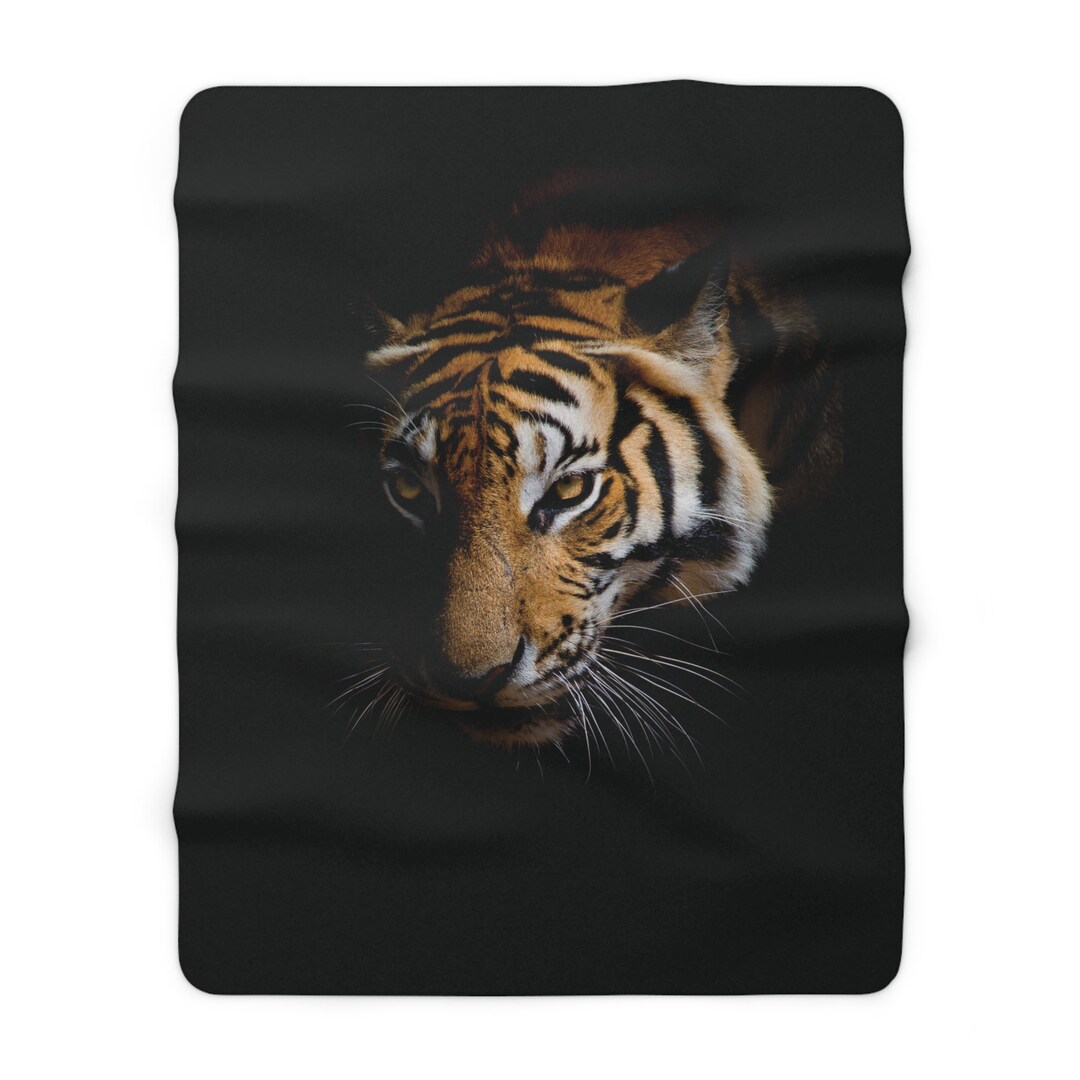 San Marcos Style Blanket Cobija Vintage Mexican Tiger Print Cozy Sherpa