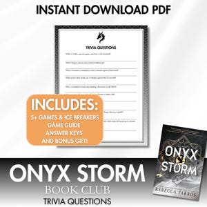 Onyx Storm Book Club Trivia Questions Game Booktok Bookstagram Romantasy Rebecca Yarros Empyrean Series Guide Book Club Activities