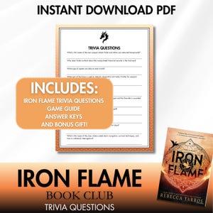 Iron Flame Book Club Trivia Questions Game Booktok Bookstagram Romantasy Rebecca Yarros Empyrean Series Guide Book Club Activities