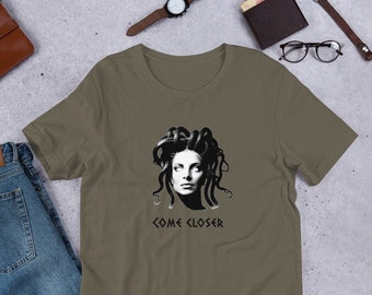 Unisex Medusa t-shirt, Medusa come closer Tee
