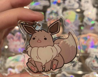 Pokemon Eeveelutions Acrylic Keychain. Eevee, Jolteon, Flareon, Umbreon, Leafeon, Sylveon, Glaceon, Espeon, Vaporeon.