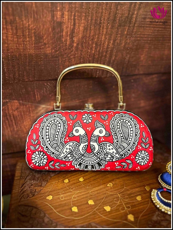 Hand Painted Clutch in Red Etsy