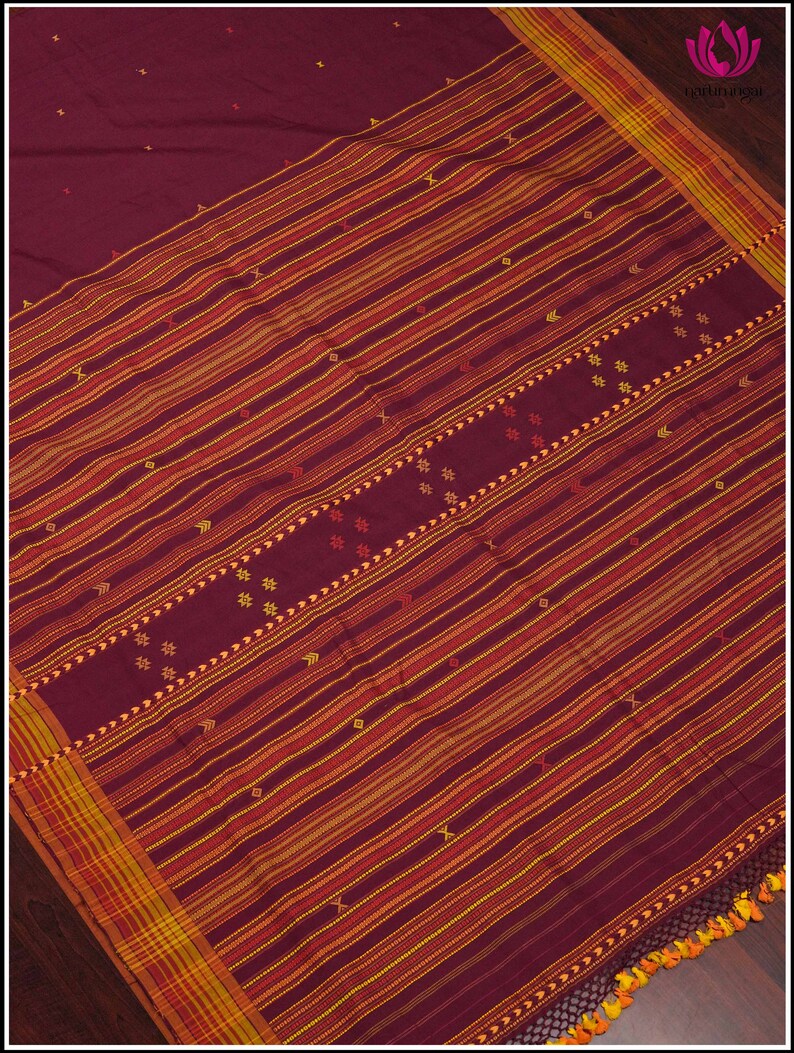 Burgundy Wine & Slate Pure Handloom Kutch Kala Cotton Bhujodi 3-Piece Dress Material main image 1