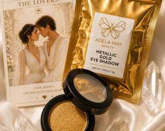 Gold Metallic Eyeshadow,  Vegan Shimmer, Pigmented Eye Makeup, Made In  California, Affirmation Card, Hidden Affirmation Card, Clean Beauty