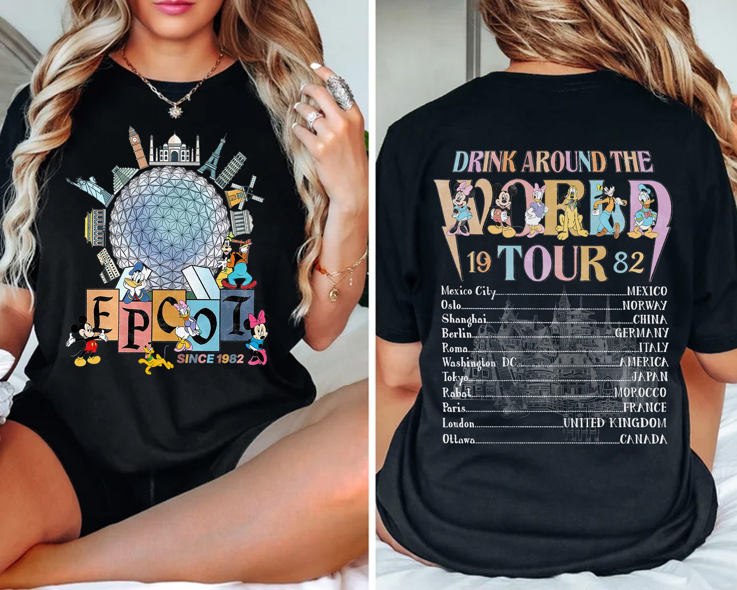 Discover Disney Epcot World Tour Shirtディズニー エプコット ワールドツアー 男女兼用 Ｔシャツ 記念品Family Vacation 2023