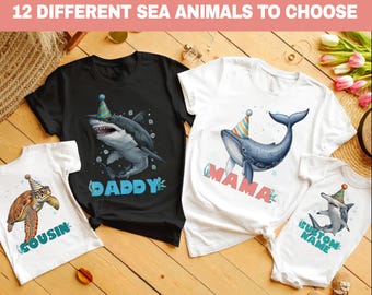 Under The Sea Birthday Shirt, Ocean theme party Family Matching Outfit black