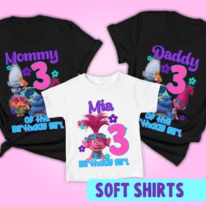 Trolls birthday shirt, add any name & any age, birthday girl shirt, Custom Birthday Girl Shirt, Birthday Girl Party, Girl Theme Shirt Tee