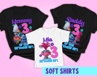 Trolls birthday shirt, add any name & any age, birthday girl shirt, Custom Birthday Girl Shirt, Birthday Girl Party, Girl Theme Shirt Tee