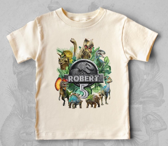 Dinosaur Birthday Shirt for Kids, Custom Name & Number, Boys Party Tee