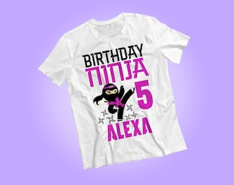 Ninja birthday girl, Karate Girls Shirt Pink, Martial Arts personalized Tshirts