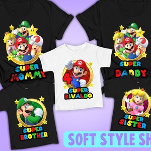 Mario birthday shirt, Mario family shirt, Super Custom birthday shirt, Level Up Birthday Shirt, Gamer Birthday Shirt, Gamer Tee Family Match