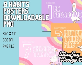 8 habits classroom posters png, 7 habits school posters, leader in me posters, 7 habits posters for classroom, 8 habits of happy kids,