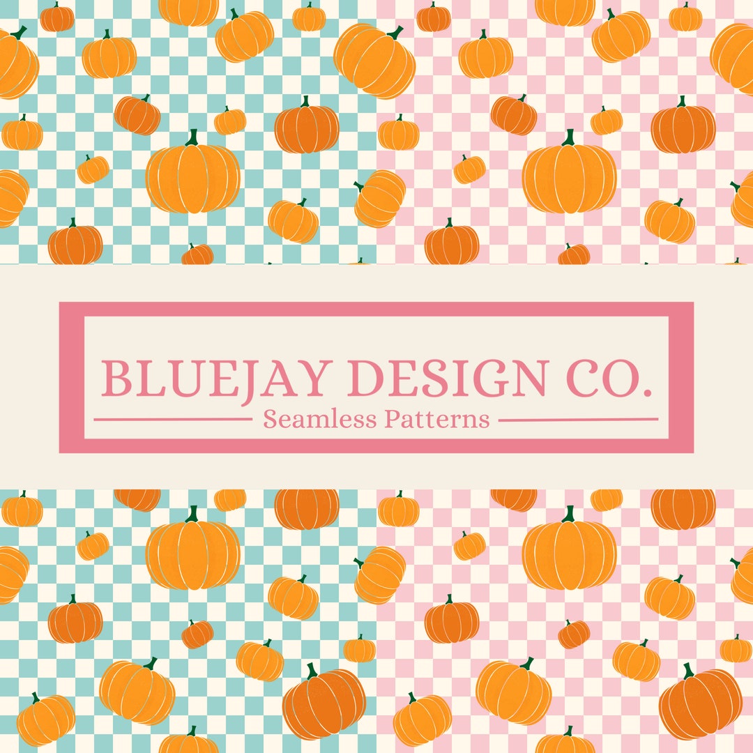 Pumpkin and Checkers Seamless Pattern Pack - Etsy