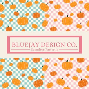 Pumpkin and Checkers Seamless Pattern Pack