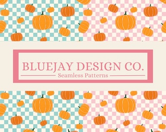 Pumpkin and Checkers Seamless Pattern Pack