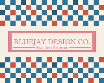 Red, White and Blue Checker seamless Pattern, Fourth of July Checker pattern, Patriotic Checker Seamless File, Red White and Blue Seamless