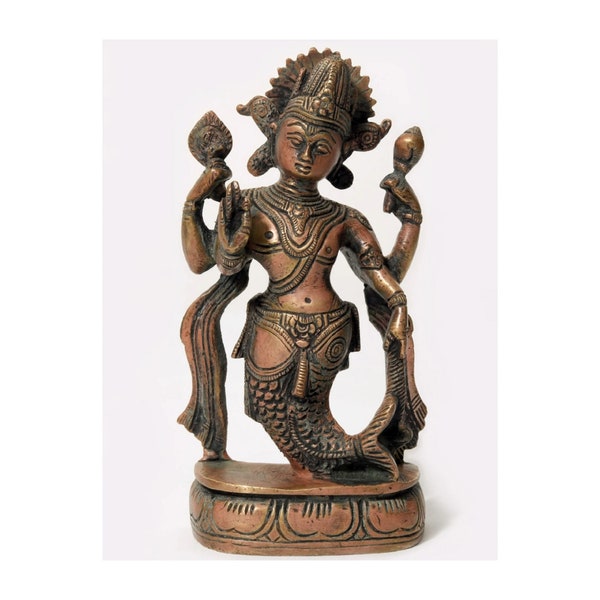 Small Matsya Avatara of Lord Vishnu | Brass Statue | Handmade | Made In India | Free Shipping