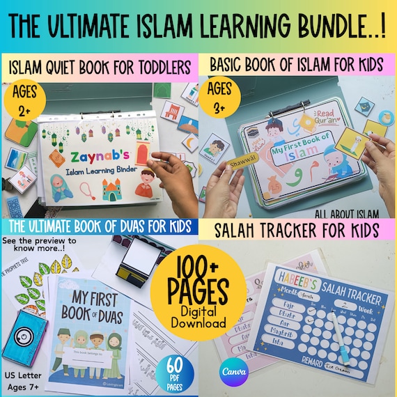 Islamic Learning Binder Bundle, Dua Book, Salah Tracker (Digital Download)