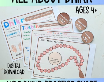 Islamic Kids Dhikr Busy Book, Homeschool Learning (PDF File)