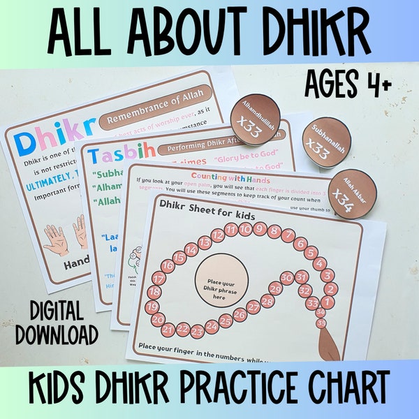 Kids Islam Busy Book activity, Learn about Dhikr, Islamic kids homeschool montessori materials, Islamic Kids Printables, Teach Islam