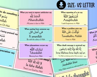 Kids Islamic Dua Flashcards, Muslim Homeschool Printable (Digital Download)