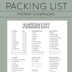 Packing List