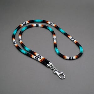 Beaded Lanyard for ID Badges – Native Style Badge Holder for Women – Vibrant Beadwork for Work and Expression