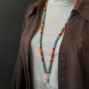 Beaded Lanyard for Teachers, Handmade Beadwork Lanyard with Clip, Colorful Eyeglass & ID Badge Holder, Soft Flexible Boho Beaded Lanyard