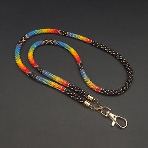 Rainbow lanyard for women, Rainbow beaded lanyard for keys, Teacher lanyards for womens, Lanyard keychain, Lanyards ID holder, Nurse lanyard
