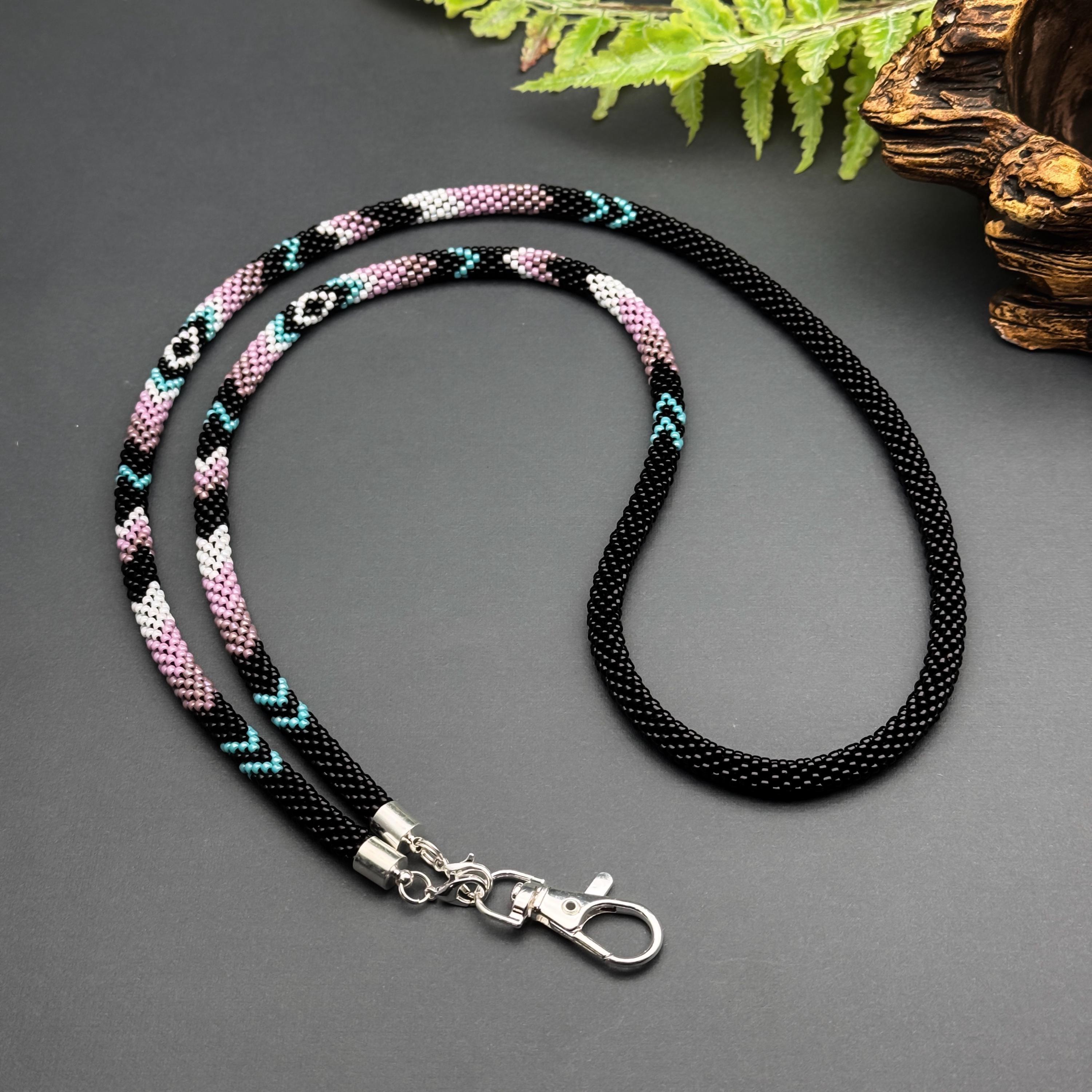 Native-Inspired Beaded Lanyard – Tribal Style Badge Holder for Women – Handmade Gift for Teachers or Staff – Ethnic ID Necklace