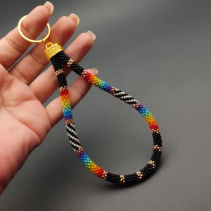 Handmade Beaded Wristlet Keychain - Colorful Beadwork Loop, Ethnic Style Key Holder, Artistic Gift Accessory, Unique Handmade Design