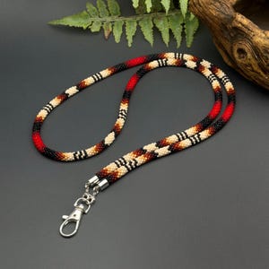 Native American-Inspired Beaded Lanyard for ID Badge | Teacher Gift | Ethnic Beadwork Necklace