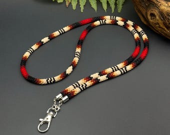 Native American-Inspired Beaded Lanyard for ID Badge | Teacher Gift | Ethnic Beadwork Necklace