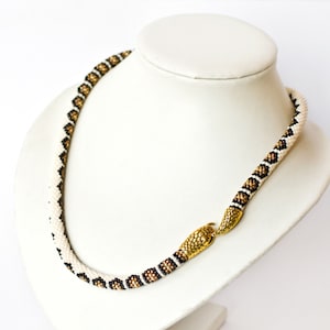 Beaded choker for reptile lovers, Snake choker, Snake skin print necklace, Choker necklace, Unusual necklace for women