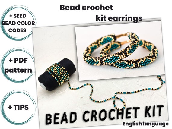 Bead Crochet Kit Snake Earrings, Hoop Earrings Making Kit, DIY Kit