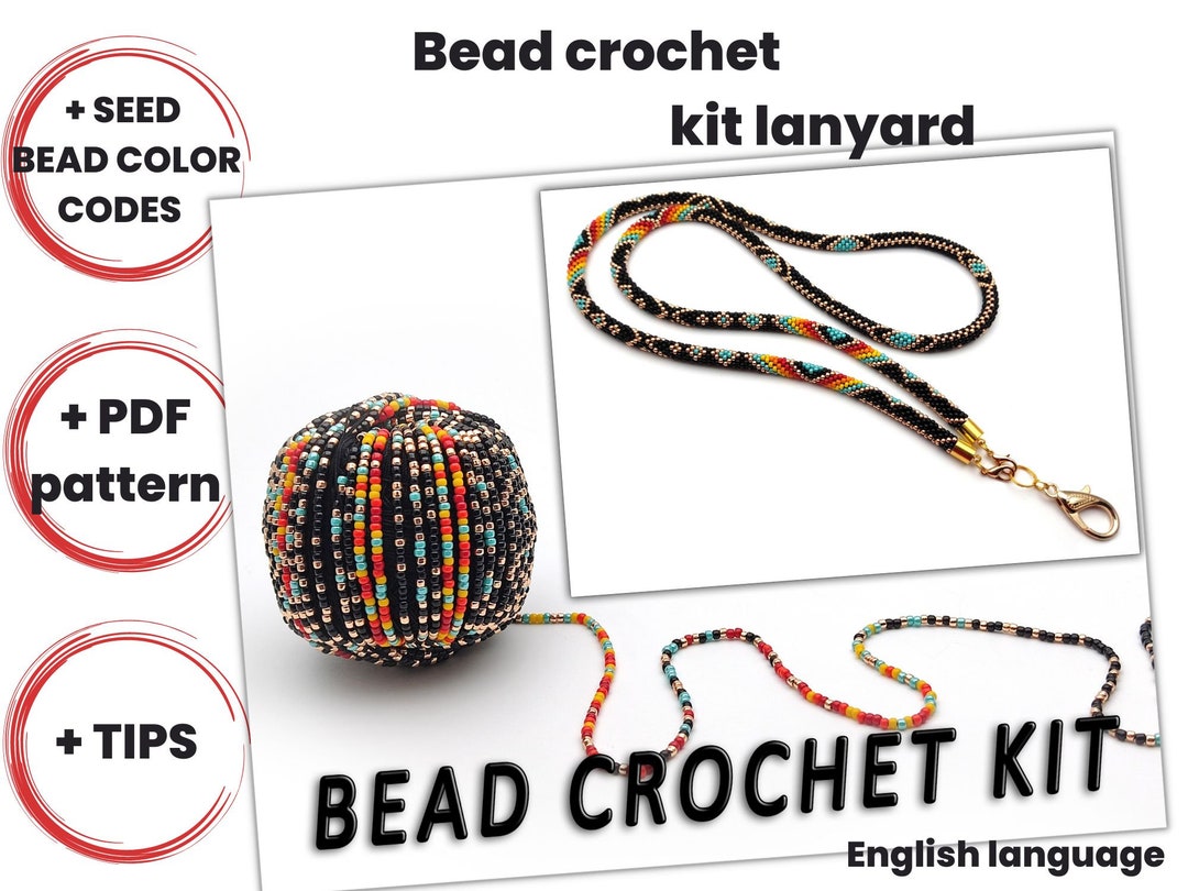 Women Beaded Lanyard Kit, DIY Kit Lanyard for Glasses, Bead Crochet Lanyard Kit, Card Holder Kit