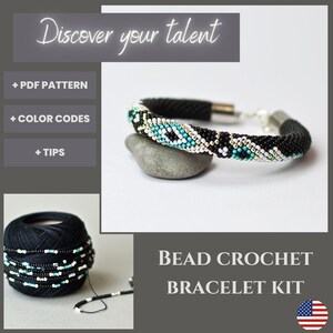 DIY Seed Bead Crochet Bracelet Kit, Jewelry Making Supplies (PDF Pattern)
