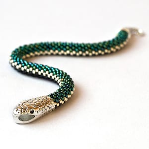 Beaded snake bracelet and necklace, Snake print bracelet, Snake choker, Choker necklace, Set jewelry, Snake skin necklace, Seed bead jewelry